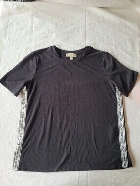 Michael Kors Black Short-Sleeve Logo Tape Crew Neck Tee